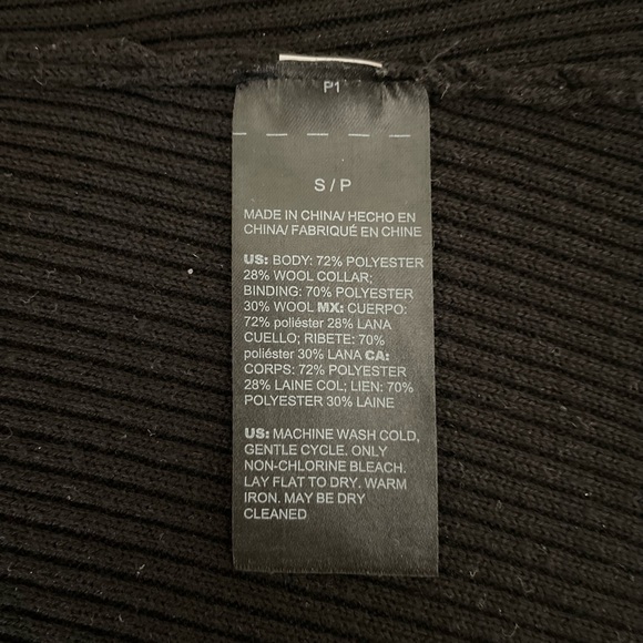 WHBM White House Black Market Long Black Cardigan Sweater Wool Blend S Small TTS - Picture 7 of 14